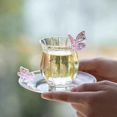 蝴蝶杯套组咖啡杯牛奶杯