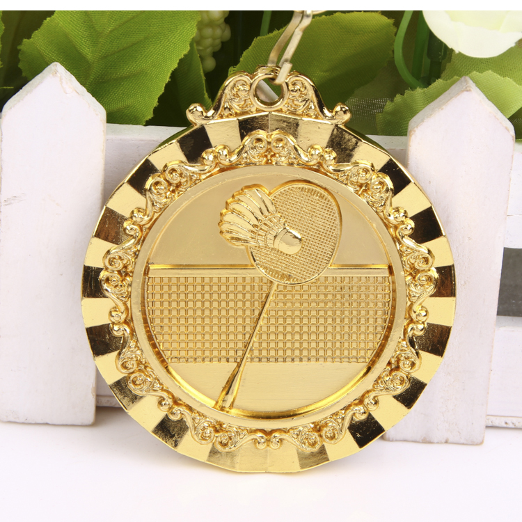 现货厂家直销羽毛球奖牌 学校比赛 单位活动金属奖牌送彩带开模