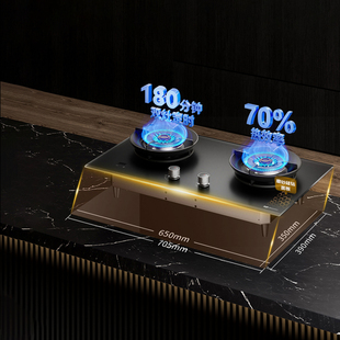 德普凯信D5S燃气灶磨砂黑嵌入式定时全进风煤气灶防干烧家用双灶