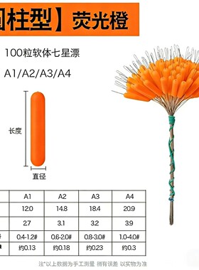 新款软体硅胶非悦橙色醒目高灵敏散装圆柱形流线型七星漂野钓传统
