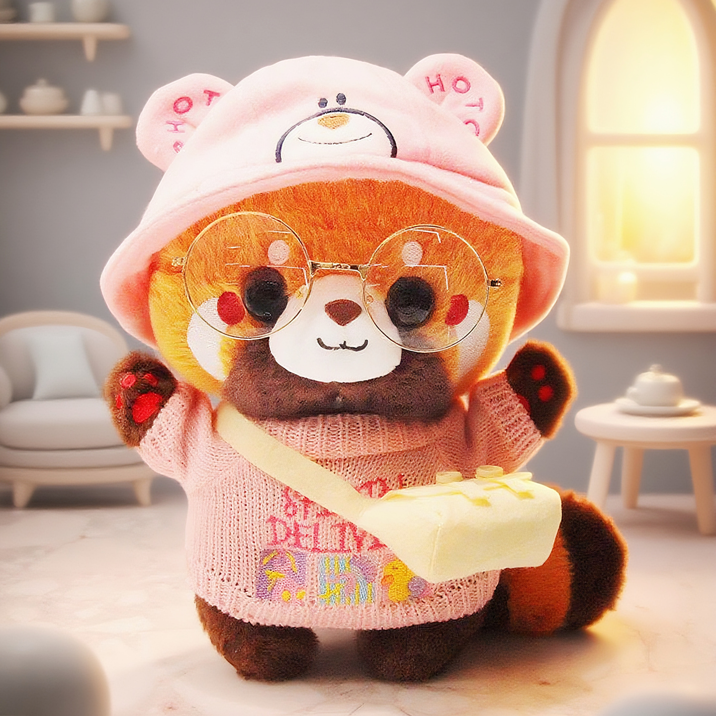 浣熊玩偶可爱摆件生日礼物女生