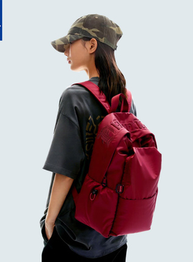 DRACONITE新款红色双肩包女大容量轻便学生书包简约电脑背包户外