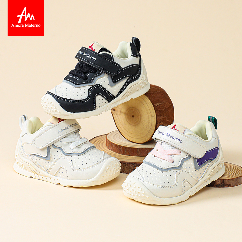 AM童鞋百搭透气男女童学步鞋9-28月宝宝舒适休闲鞋2025年秋季新款