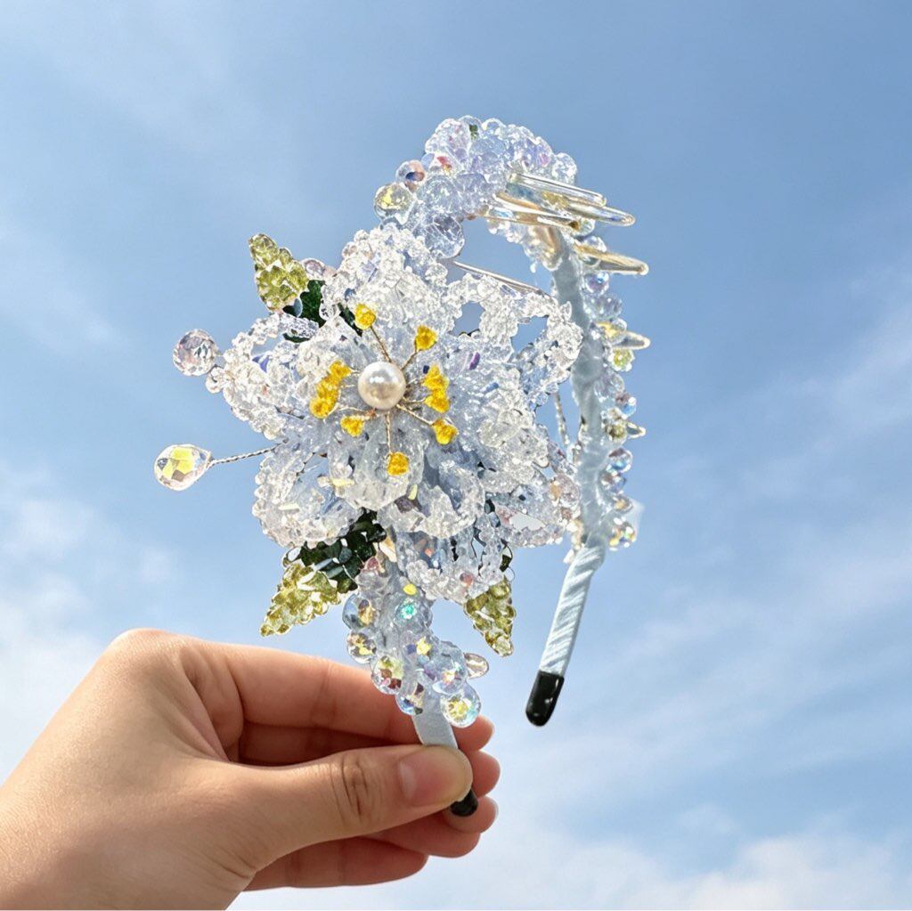 西家水晶花苞精品高颅顶发箍一个，重工高货，特价福利