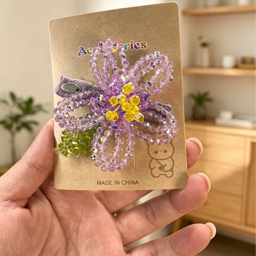 西家水晶花瓣精品鸭夹，侧面碎发夹