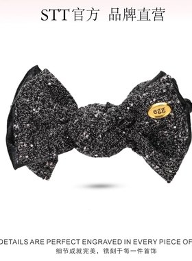 STT韩系小香风雪域浪漫蝴蝶结发夹女后脑勺高马尾香蕉夹头饰发卡