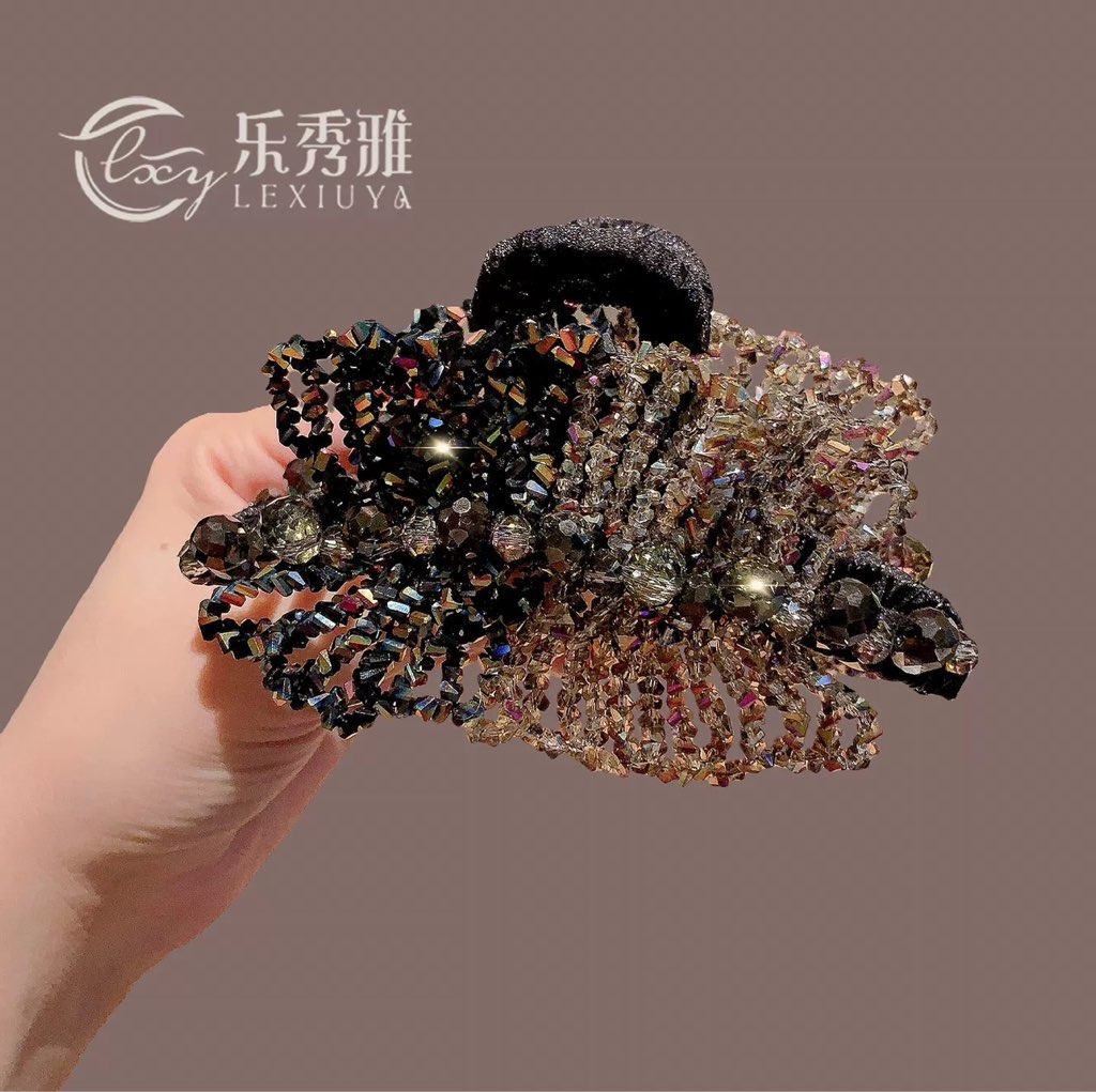 西家五彩斑斓双排渐变水晶11厘米抓夹，造型夹,饰品/流行首饰/时尚饰品新,发饰,淘宝优惠券,粉丝福利购,淘宝优惠卷