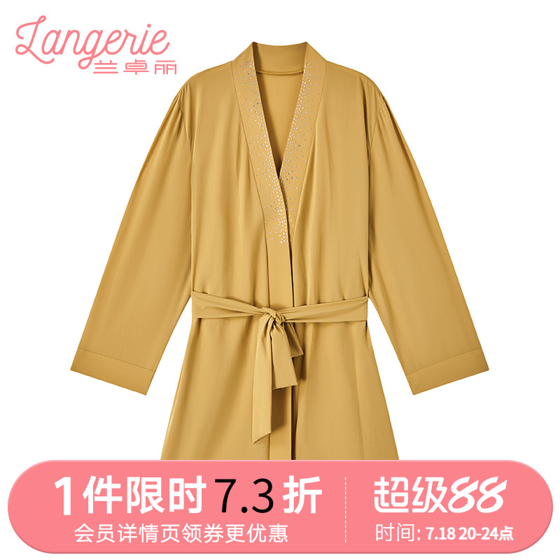 兰卓丽红色本命年睡袍女长袖舒适
