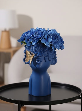 轻奢抽象树脂人物花瓶客厅摆件
