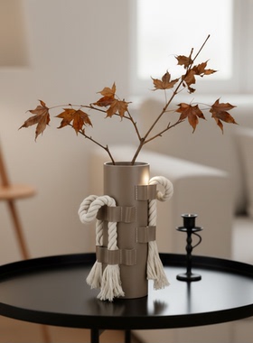 侘寂风手工绳索花瓶摆件乔迁送礼