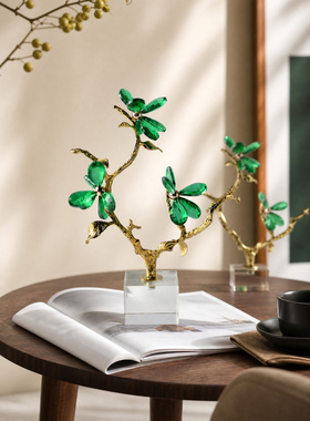 现代轻奢植物花朵玻璃桌面摆件