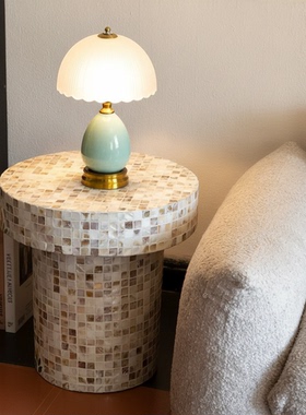 法式几何天然大理石纯手工茶几