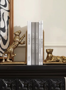 轻奢豹子造型树脂书挡桌面摆件