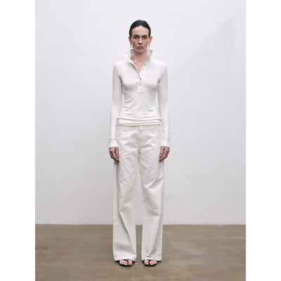 SANSF直筒宽松经典白牛仔裤四季