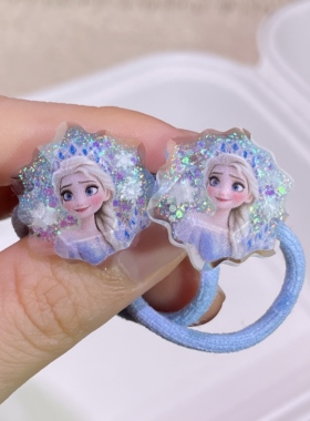 蓝色公主皮筋女儿童头绳扎头发绳小女孩好看的头饰小啾啾发圈可爱