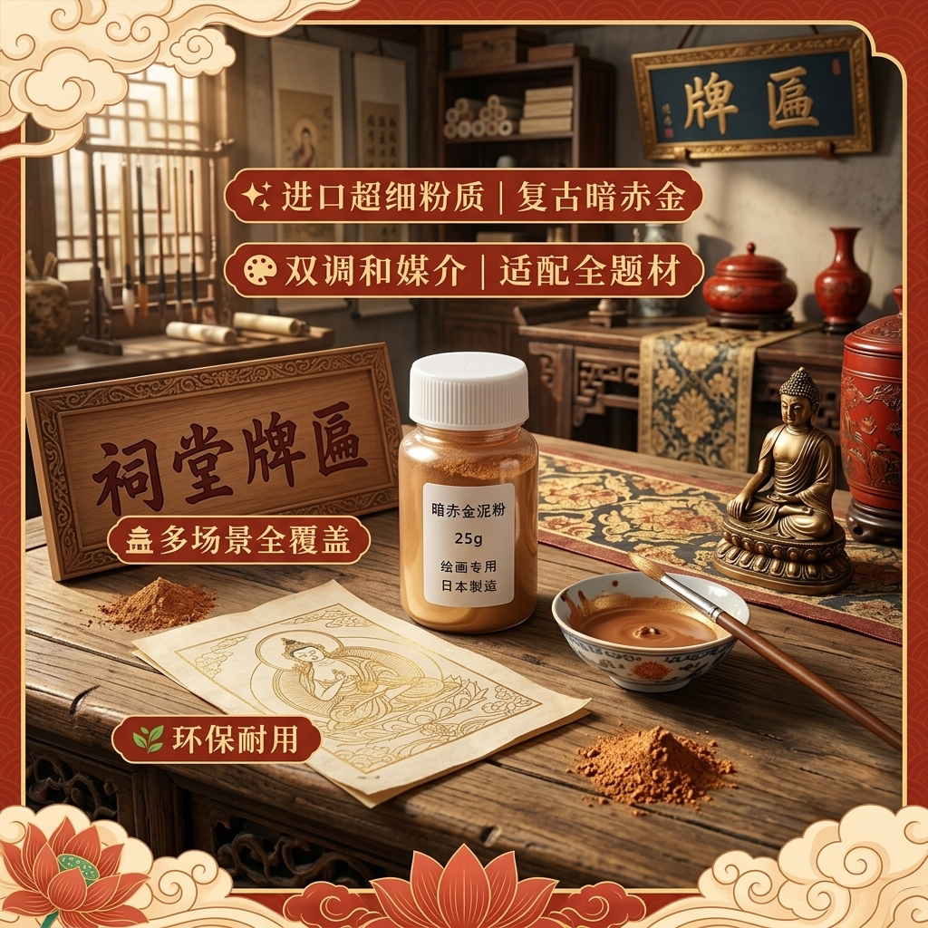 日本进口赤金泥粉佛像勾线描边