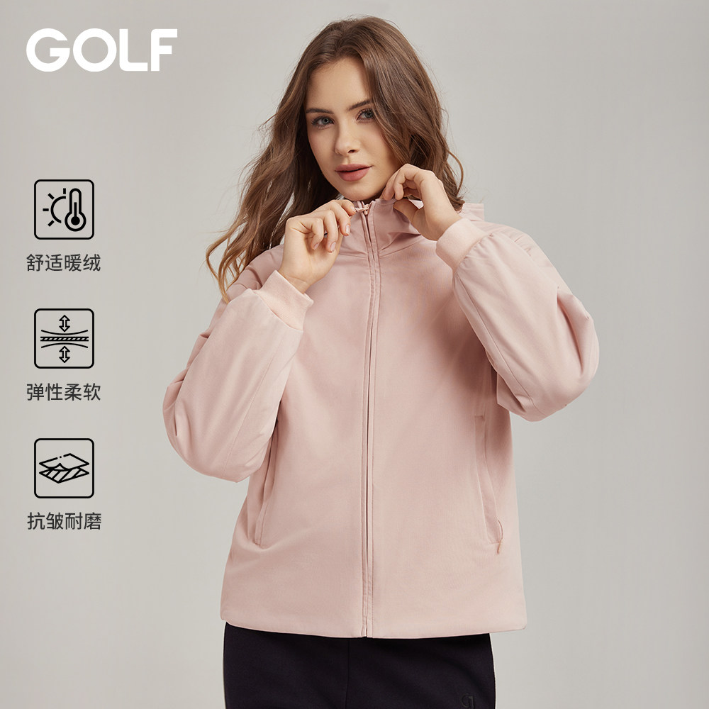 GOLF高尔夫Jeans拉链夹克女25秋冬新款休闲连帽摇粒绒保暖外套女,女装/女士精品,短外套,淘宝优惠券,粉丝福利购,淘宝优惠卷