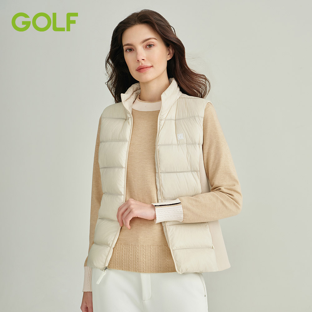 GOLF高尔夫冬季羽绒马甲女新款拼接防风保暖运动无袖背心马夹外套