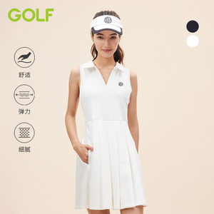 GOLF/高尔夫夏季连衣裙女弹力修身时尚运动polo领无袖连衣裙女