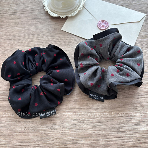 韩国新款爱心波点发绳大肠发圈