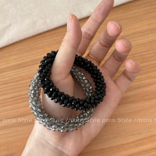 韩国水晶轻奢头绳串珠发饰扎头发