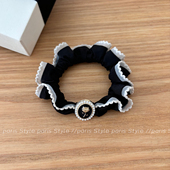 小香风立体玫瑰小肠发圈网纱包边质感头绳气质洋气皮筋高马尾发绳