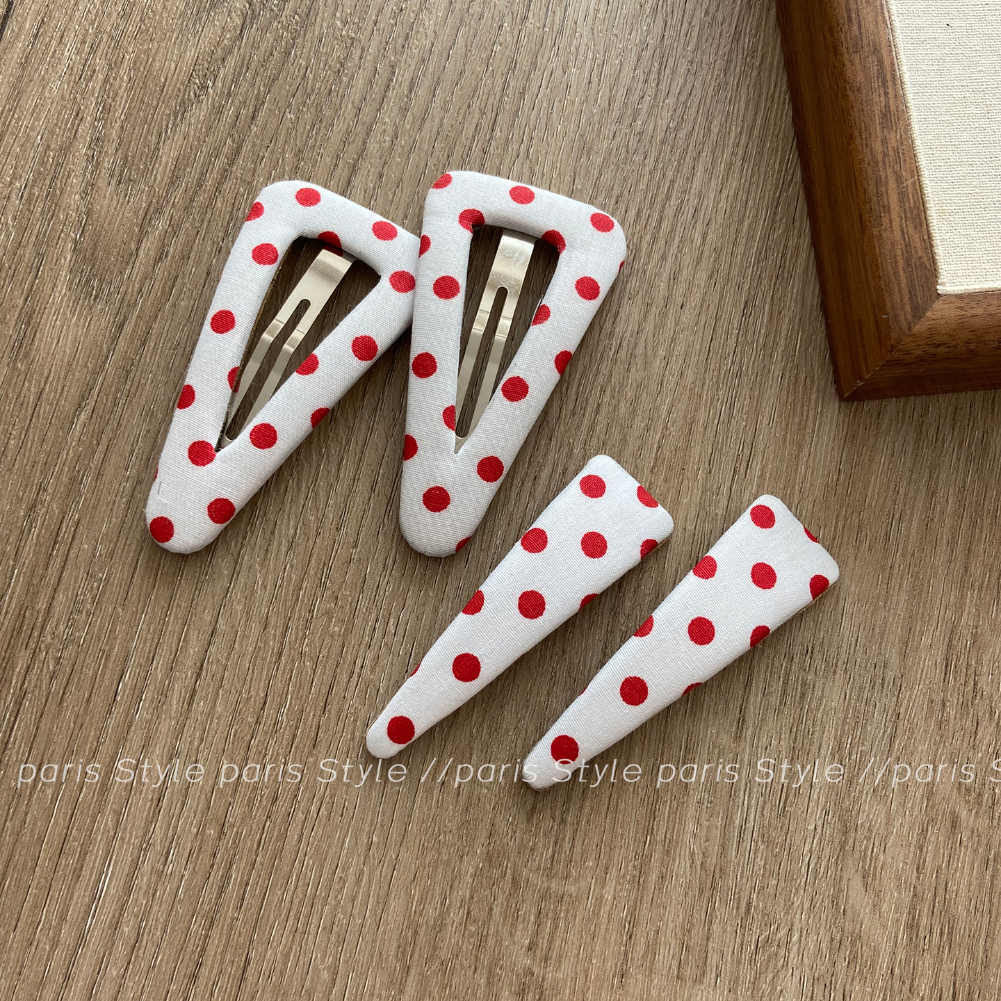 小洋气红色波点刘海发夹女复古