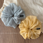 清新格子大肠发圈女高级感头绳扎头发马尾发绳皮筋发饰头饰品大号