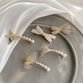 赵丽颖同款 小珍珠蝴蝶结发夹发卡韩国刘海夹边夹鸭嘴夹子气质发饰