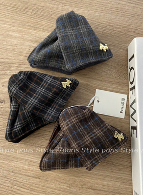 韩国学院风格纹三角抓夹女小马金标鲨鱼夹后脑勺盘发抓发卡碎发夹