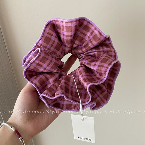 格纹布艺四层大肠发圈女高级感