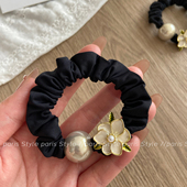 高级感山茶花珍珠头绳甜美少女扎丸子头气质发圈高颜值小肠圈发绳