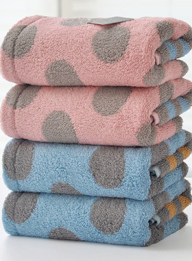 2条金号毛巾A类纯棉圆点情侣全棉加厚柔软亲肤吸水72x34大面巾