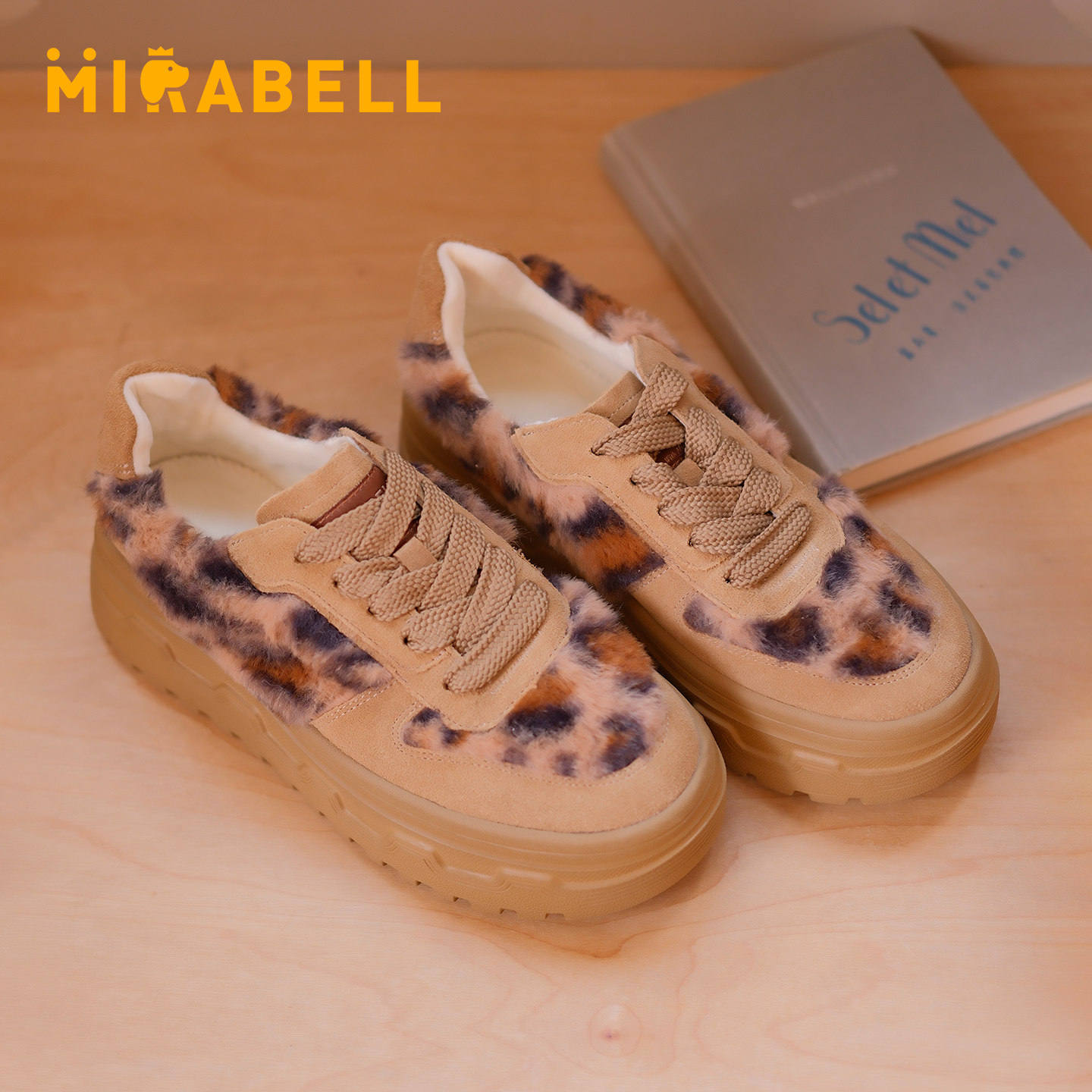 斑点熊Mirabell/美丽宝2025冬季新款女鞋厚底毛绒女休闲板鞋