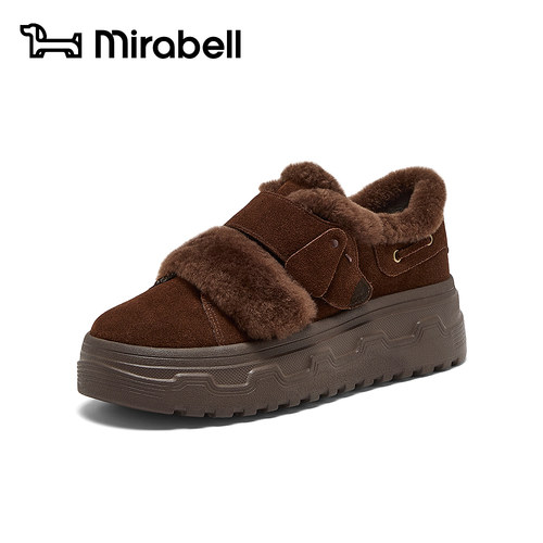 Mirabell2026秋新款加绒女运动鞋厚底软底保暖懒人休闲鞋U3U09CM6