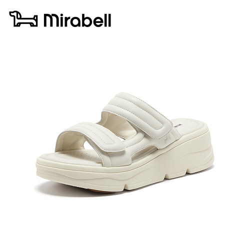 Mirabell2026夏厚底魔术贴凉拖女增高松糕底外穿休闲拖鞋D4W09BT6