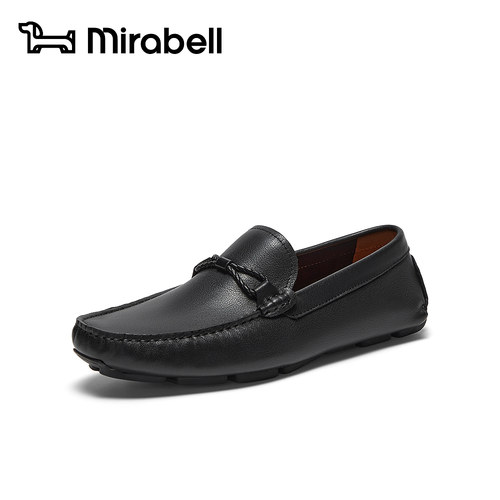 Mirabell2026春新款一脚蹬软底商务休闲皮鞋防滑豆豆鞋B1X04AM6