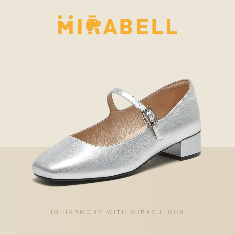 Mirabell2025春新款玛丽珍女鞋一脚蹬女皮鞋Q2P01AQ5