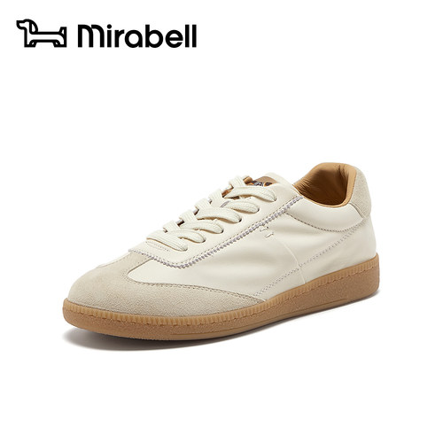 Mirabell2026春新款德训鞋女生胶底复古小白鞋百搭透气休闲鞋