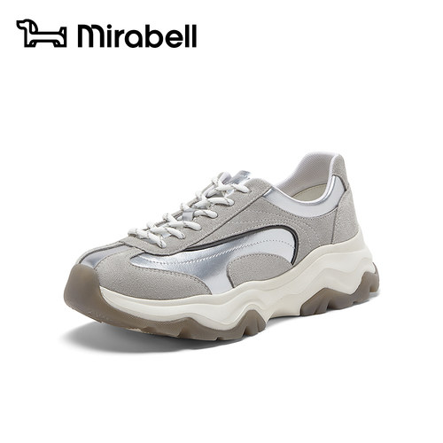Mirabell2026春新款透气厚底老爹鞋奶茶色拼色休闲鞋B7N12AM6