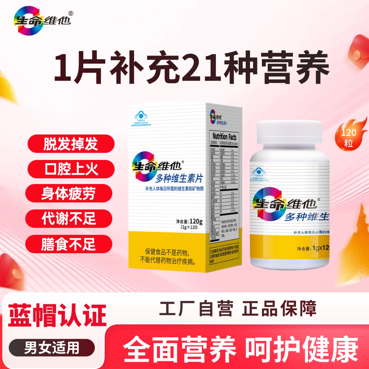 多种复合维生素补充微量元素120