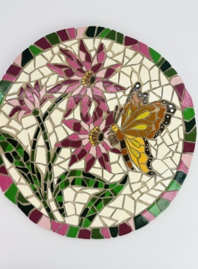 多风格陶瓷马赛克庭院墙面墙壁圆形壁饰挂件壁挂 花园院子装饰