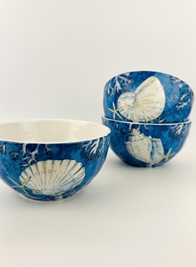 Certified International普拉亚贝壳系列6寸手作感异形面碗汤碗饭