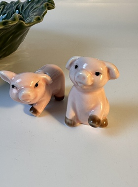 外贸陶瓷手绘立体小猪调味品椒盐罐陶瓷调味罐牙签罐可爱桌面摆件