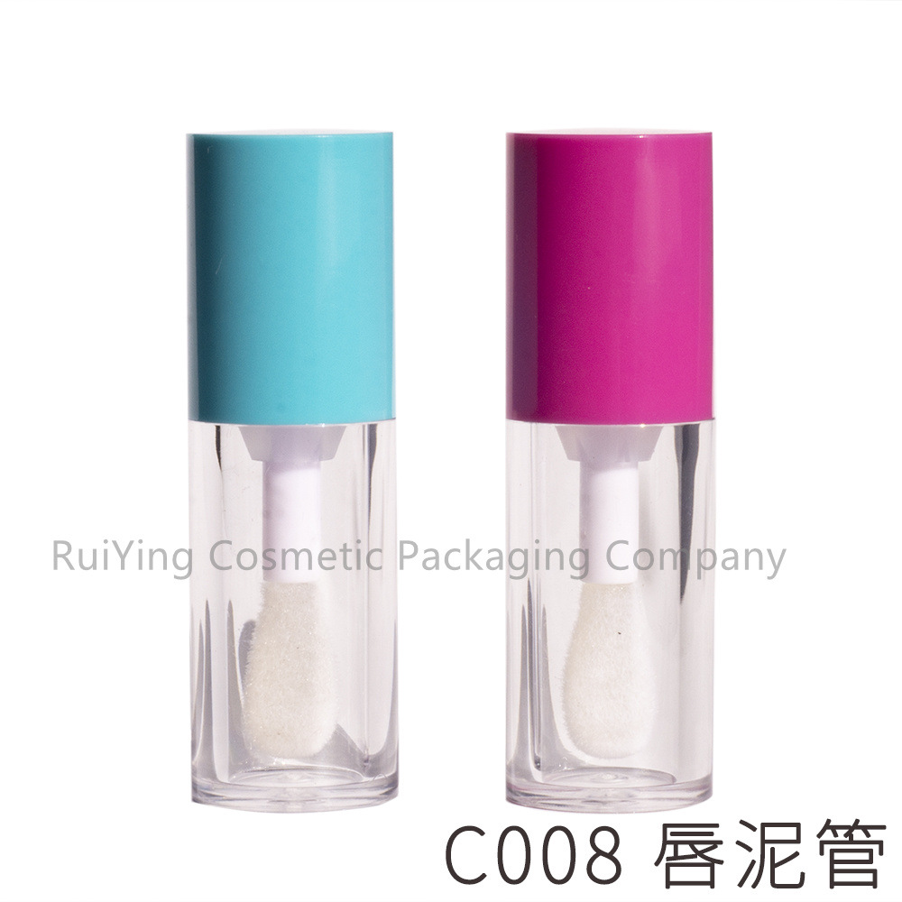 DIY新款唇釉圆形空瓶大粗刷杆源头厂可印化妆品彩妆包材透明唇泥
