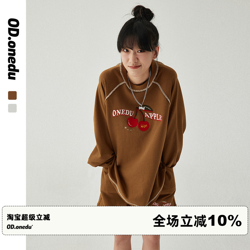 ODonedu休闲反车线设计樱桃卫衣
