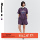 紫色高腰短裤 ODonedu樱桃印花T恤套装 女宽松休闲运动美式 两件套