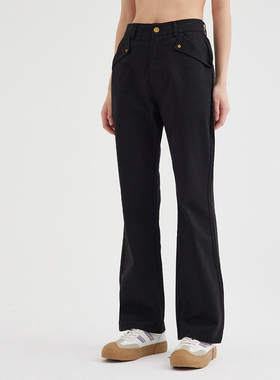 OD 微喇复古工装裤女高腰春秋2026年新款显瘦宽松设计感直筒裤子