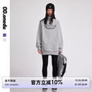 OD立领翻折拉链印花复古卫衣裙女2025新款 春秋加绒宽松百搭连衣裙