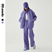 运动宽松套装 OD休闲空气层立领拉链外套女开衫 港风学院风直筒卫裤